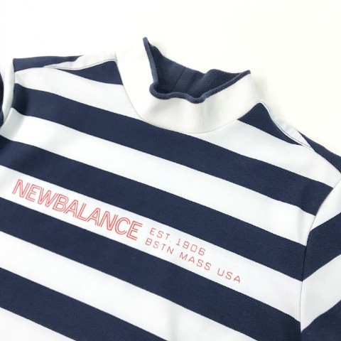 NEW BALANCE GOLF ニューバランスゴルフ 2022年モデル ハイネック半袖Tシャツ ボーダー柄 ホワイト系 1 [240101044678] ゴルフウェア_画像3