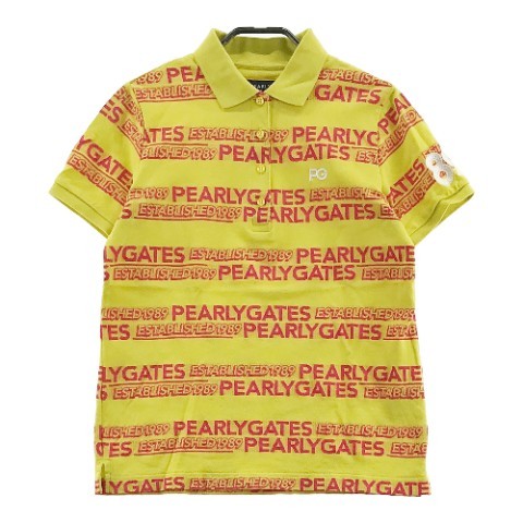 PEARLY GATES パーリーゲイツ 2022年モデル 半袖ポロシャツ ロゴ×ボーダー イエロー系 1 [240001833704] ゴルフウェア レディース