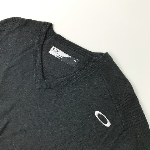 OAKLEY オークリー ウール混 ニットセーター ロゴ刺繍 ブラック系 M [240001931572] ゴルフウェア メンズ_画像3