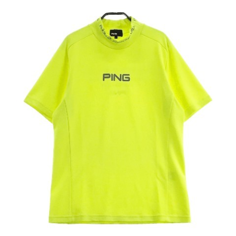 PING ピン 2023年モデル ハイネック 半袖Tシャツ イエロー系 L [240101045199] ゴルフウェア メンズ_画像1