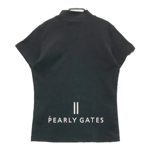 PEARLY GATES パーリーゲイツ 2023年モデル ハイネック 半袖Tシャツ ブラック系 1 [240101045406] ゴルフウェア レディース_画像2
