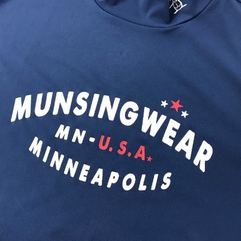 MUNSINGWEAR マンシングウェア 2022年モデル ハイネック 半袖 Tシャツ ネイビー系 L [240101054191] ゴルフウェア レディース_画像4