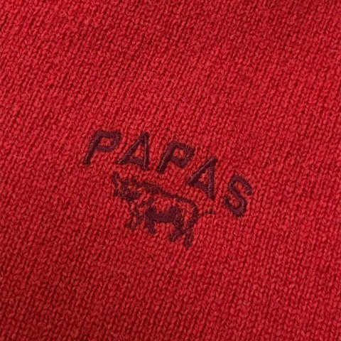 PAPAS パパス Vネック長袖ニットセーター レッド系 48/M [240001951608] メンズ_画像4