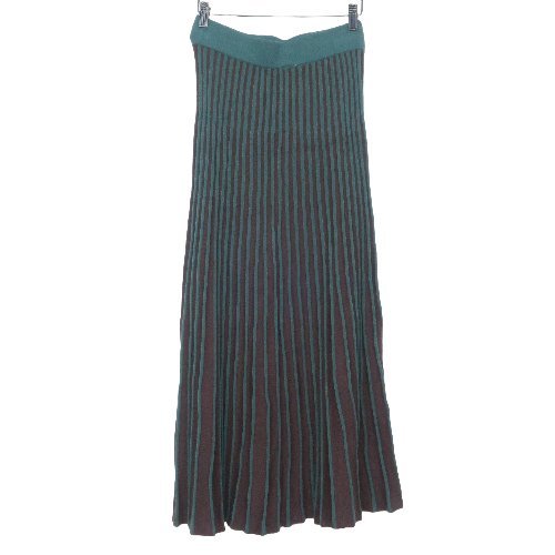 aznouaz Pinky * long skirt knitted size * waist total rubber stripe elasticity equipped bai color green group z4435