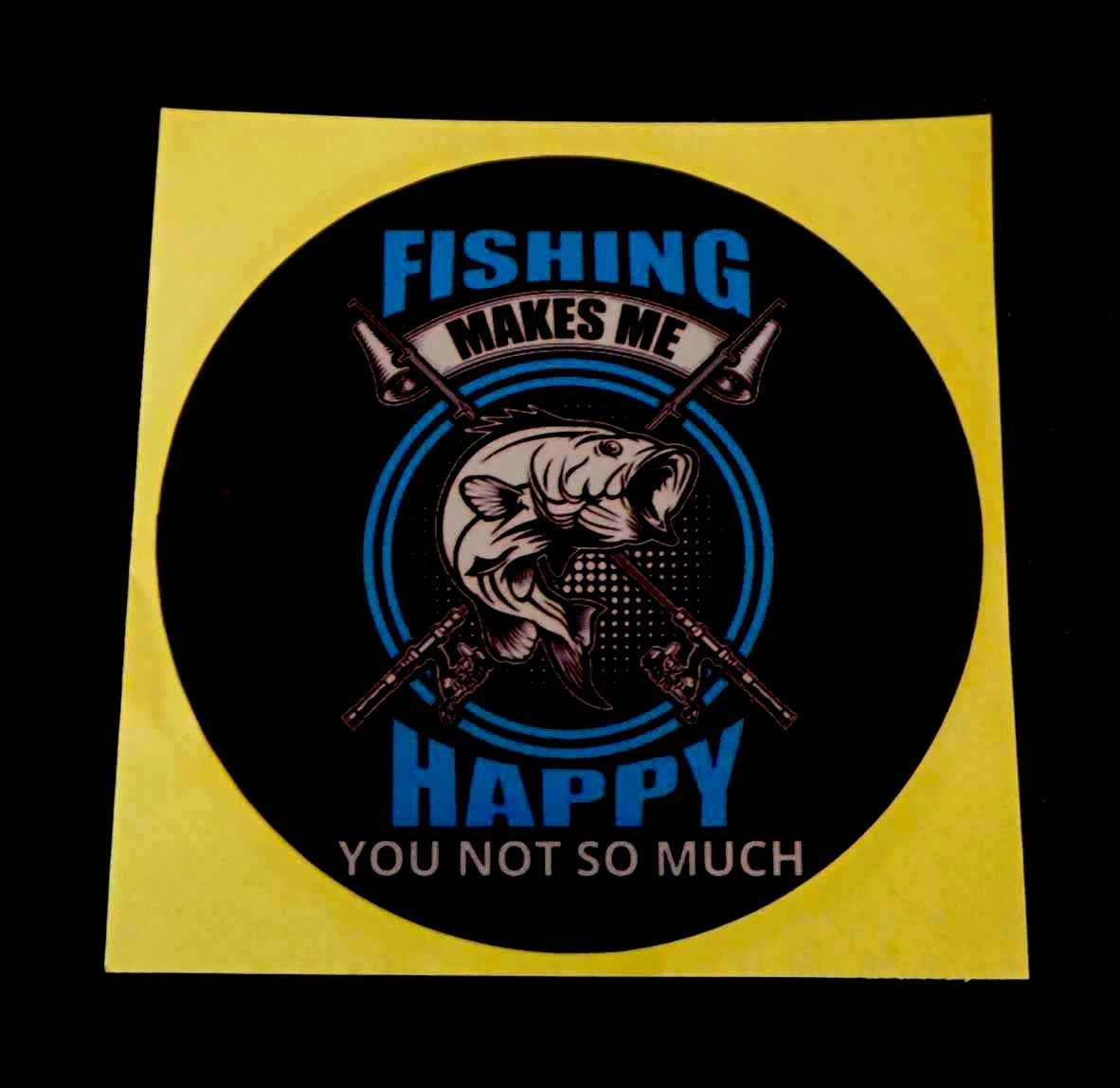 《NW■ST新品未使用》■黒円HF青ST◎◇円型◆ 釣り FISHING フィッシング 魚 MAKES ME HAPPYステッカー シール■防水◆アメリカカルチャー_画像2