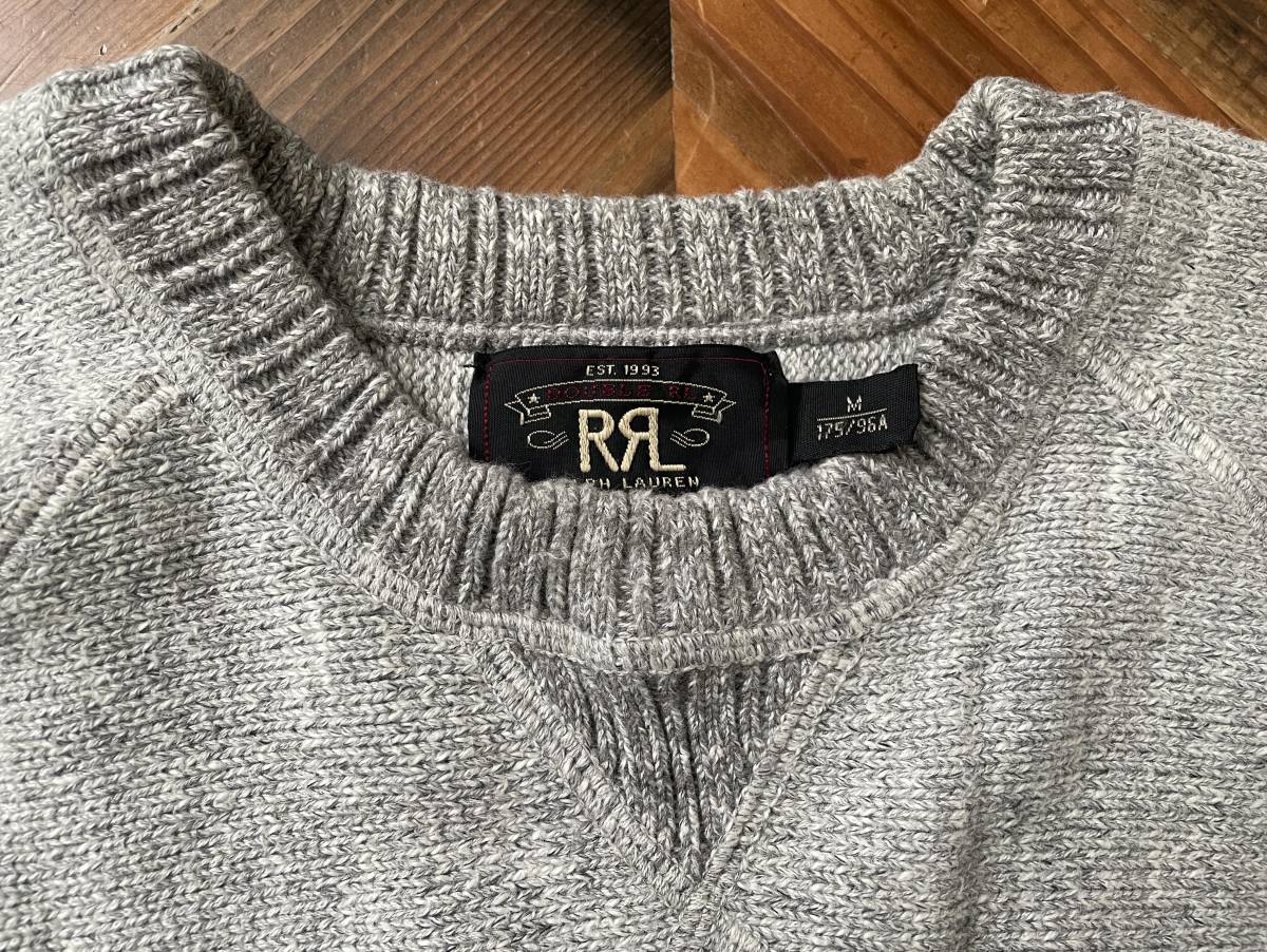 【美品】RRL COTTON CREWNECK SWEATER コットン クルーネック セーター ヘザーグレー M_画像2