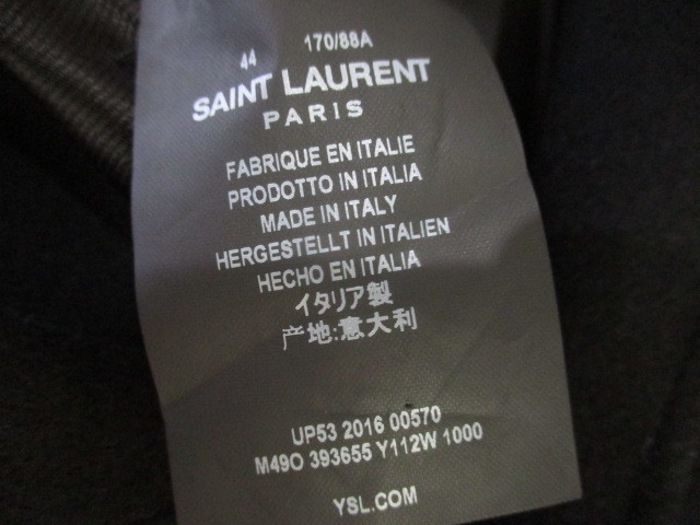 サンローランパリ　SAINT LAURENT PARIS　16AW　ラスト　エディ　 襟裏　レザー　チェスター　コート 黒　44　国内正規品_画像5