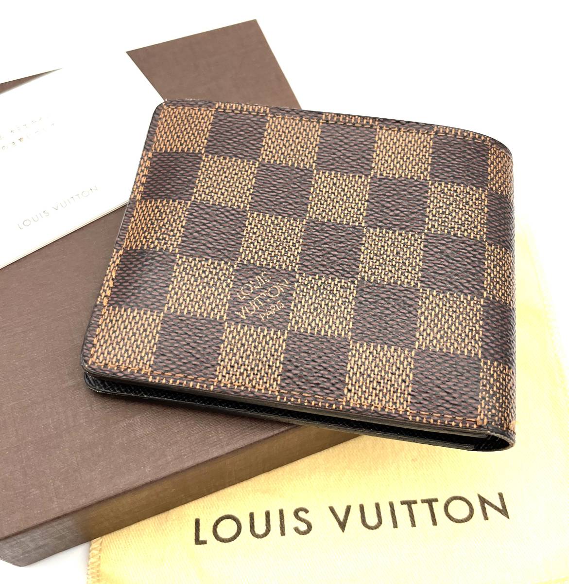 ルイ・ヴィトン 二つ折り財布 N61208 コンパクト ブラウン ダミエ LOUIS VUITTON ポルトフォイユ・スレンダー