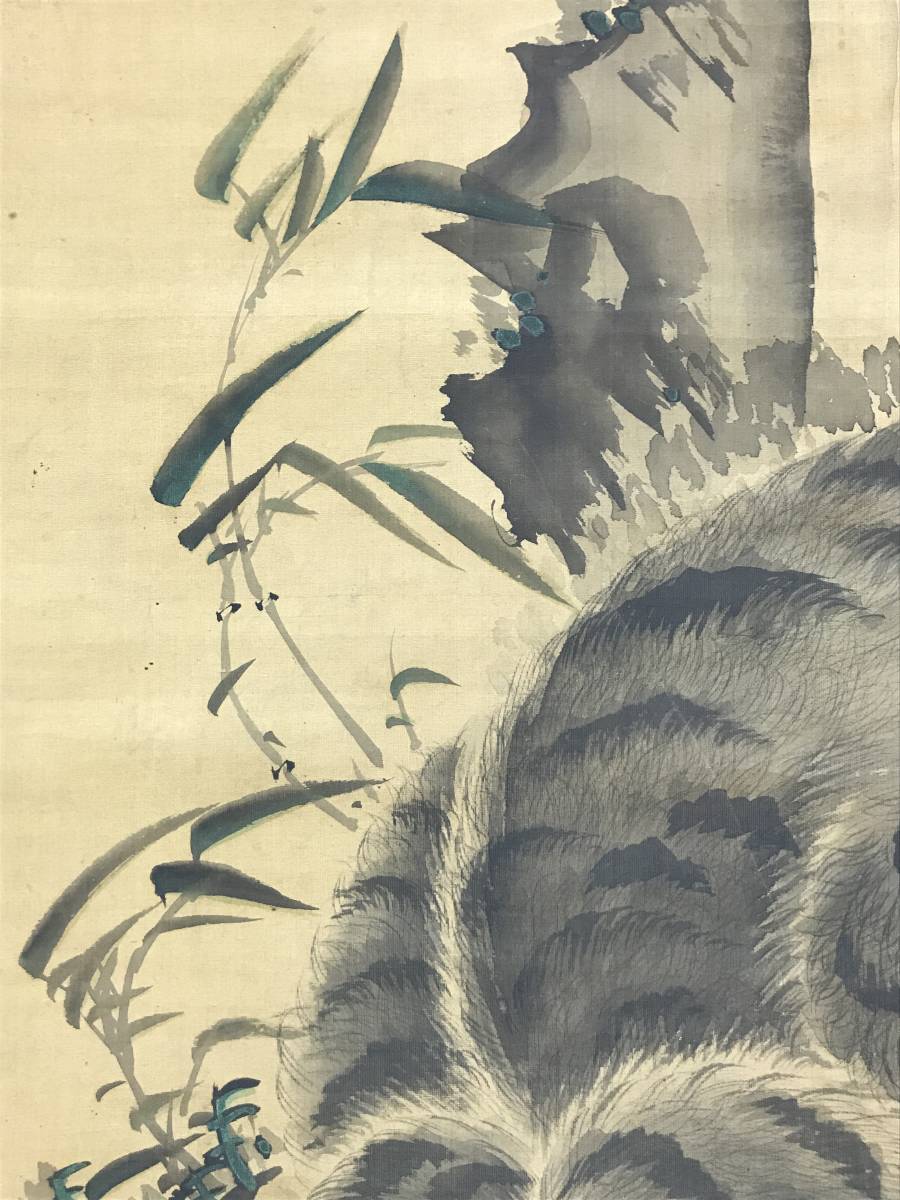 【真作】木界/古画猛虎図/虎図/トラ図/掛軸☆宝船☆AD-565 真作/木界/古画猛虎図/虎図/トラ図//掛軸☆宝船☆AD-565