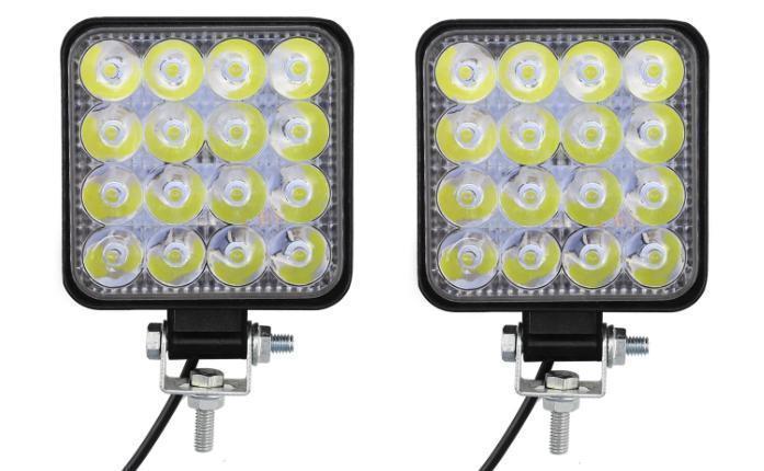 48W LED ワークライト 作業灯 広角 投光タイプ 16連 6000K IP65防水 トラック 作業車 車外灯 自動車 12V/24V兼用 2個セット_画像1