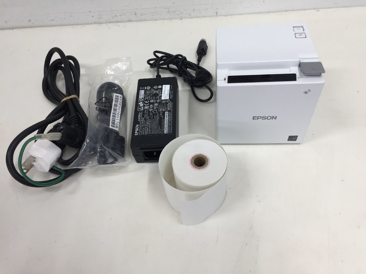 美品オートカット僅か19回EPSON コンパクト レシートプリンター TM-m10 621(M332B )有線LAN　USB対応 純正アダプター付属_画像1