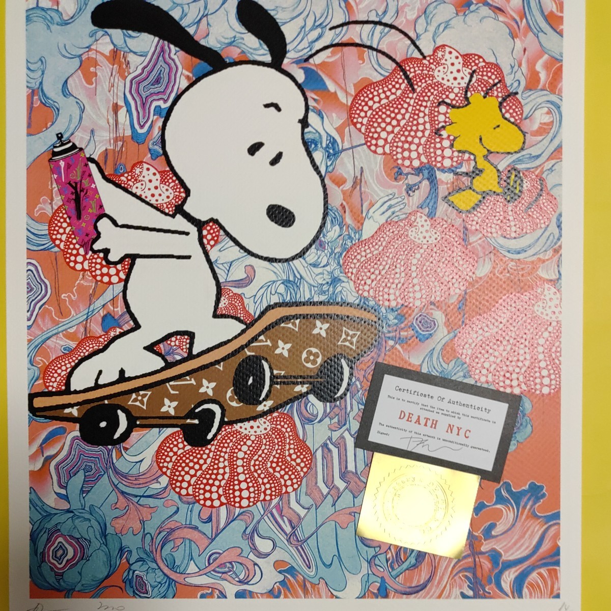 DEATH NYC 世界限定100枚 アートポスター　スヌーピー　SNOOPY　草間彌生　南瓜　かぼちゃ　幻想 ファンタジー　LOUISVUITTON ルイヴィトン_画像3