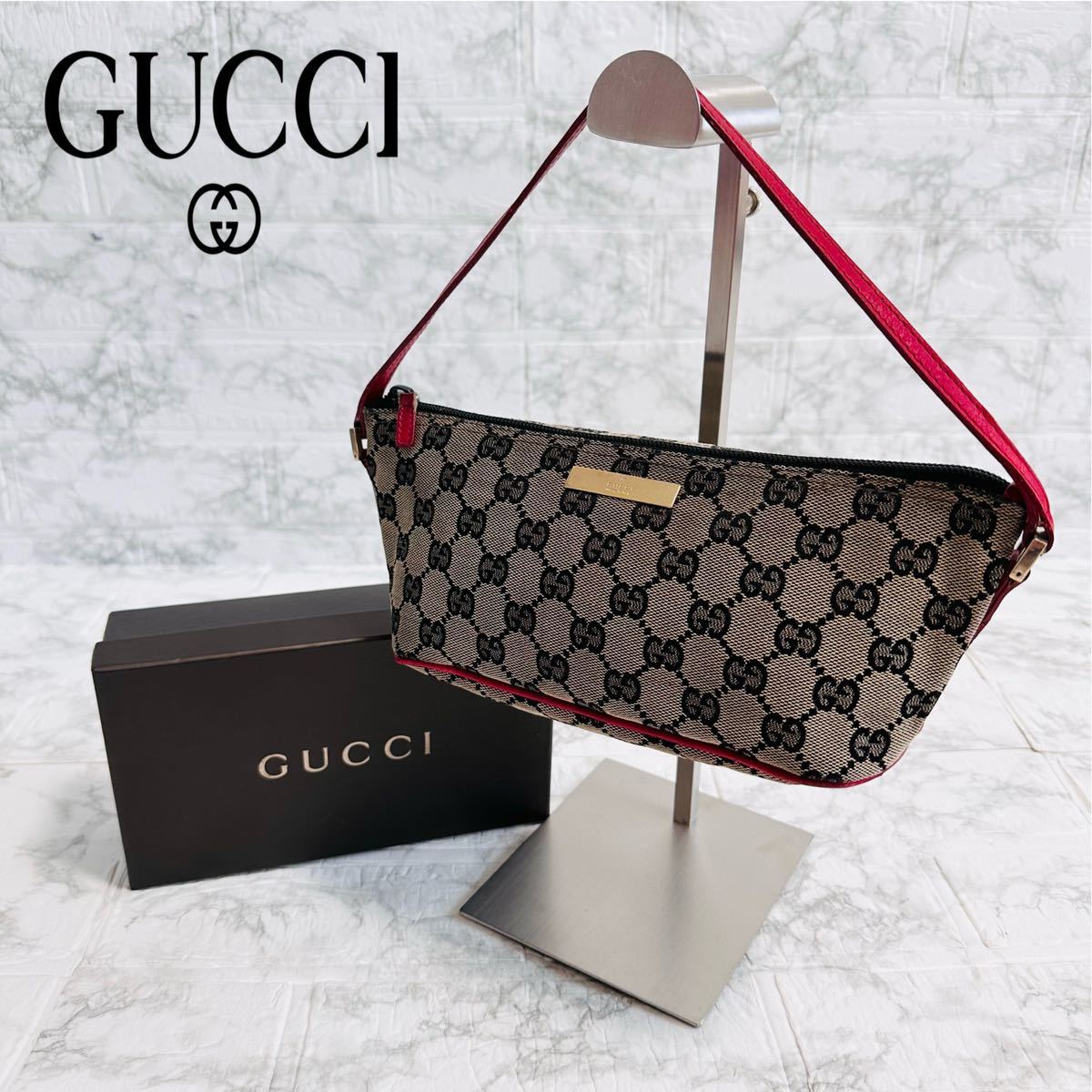 GUCCI グッチ 2123 GG柄 GGキャンバス×レザー アクセサリーポーチ