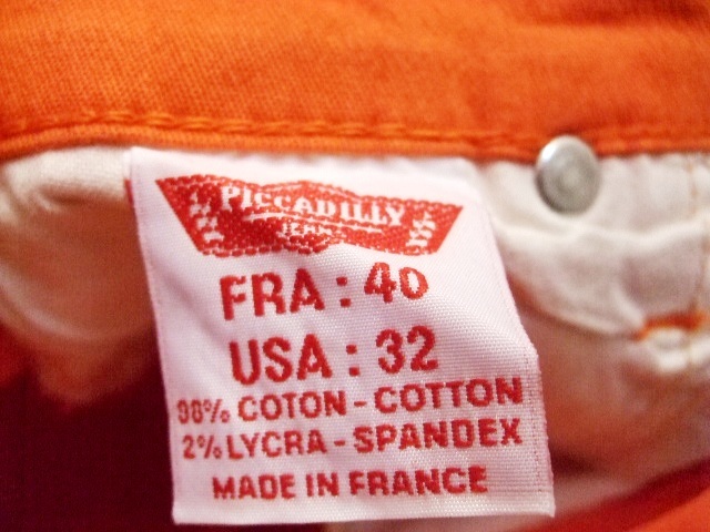 【PICCADILLY/ピカデリー】ストレッチ ブーツカット パンツ ORANGE 40 新品/デッドストック/希少/美脚/細身/セクシー/ジーンズ/スペイン製_画像6