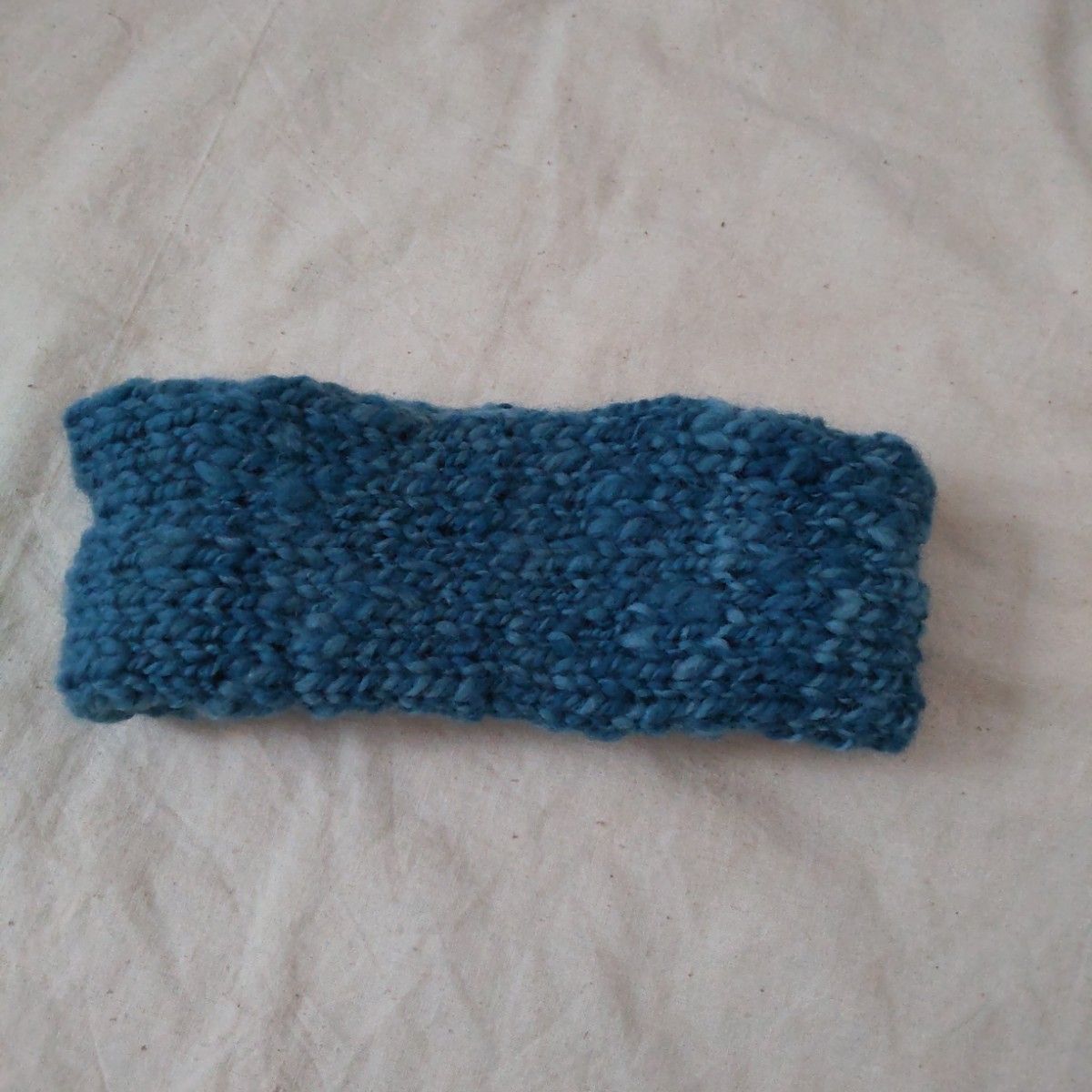 藍染　手染め　手つむぎ　手編み　マフラー　首巻き　防寒　ハンドメイド