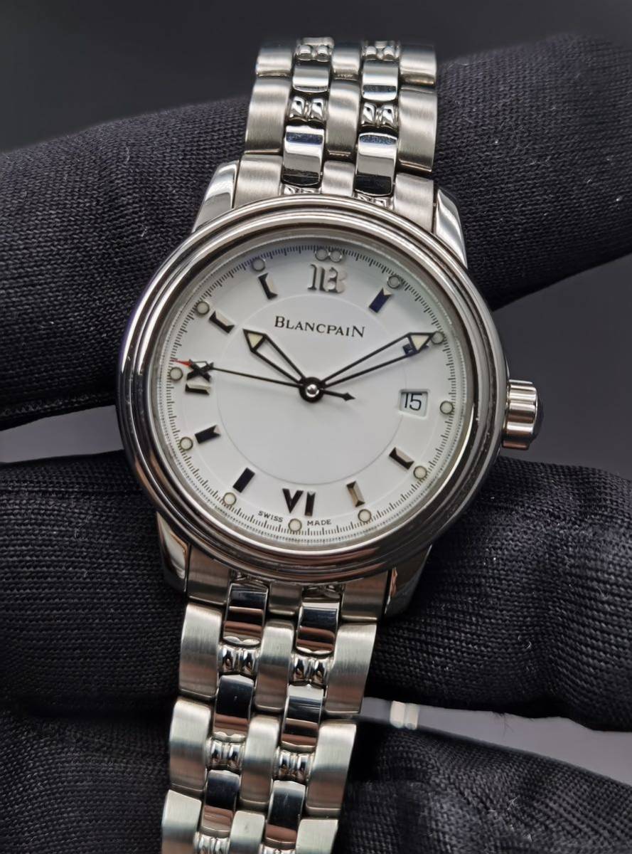 中古 ブランパン BLANCPAIN レマン ウルトラスリム 2101-1127-11 デイト ステンレス ホワイト文字盤 オートマ 自動巻き レディース 腕時計