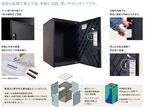 パナソニック 後付け用宅配ボックス コンボライト ダークウッド ラージサイズ 据え置きタイプ CTNK6050RMW_画像3