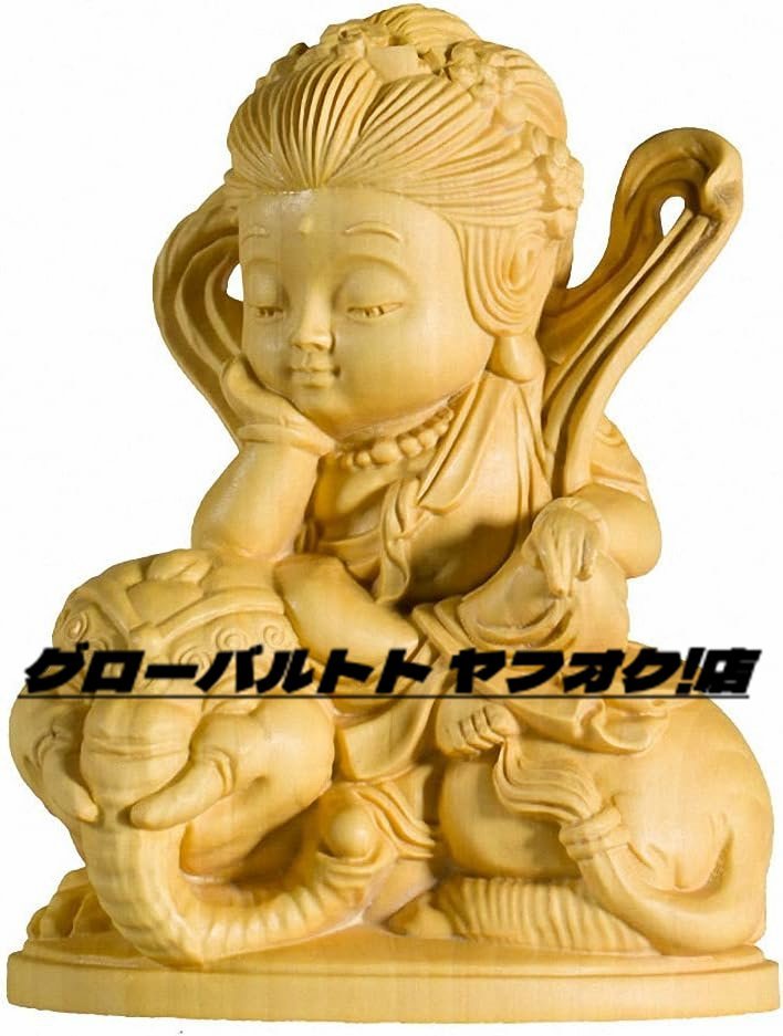新品入荷◆天然ツゲ材 手彫り ウド教修道院 文殊菩薩像_画像1