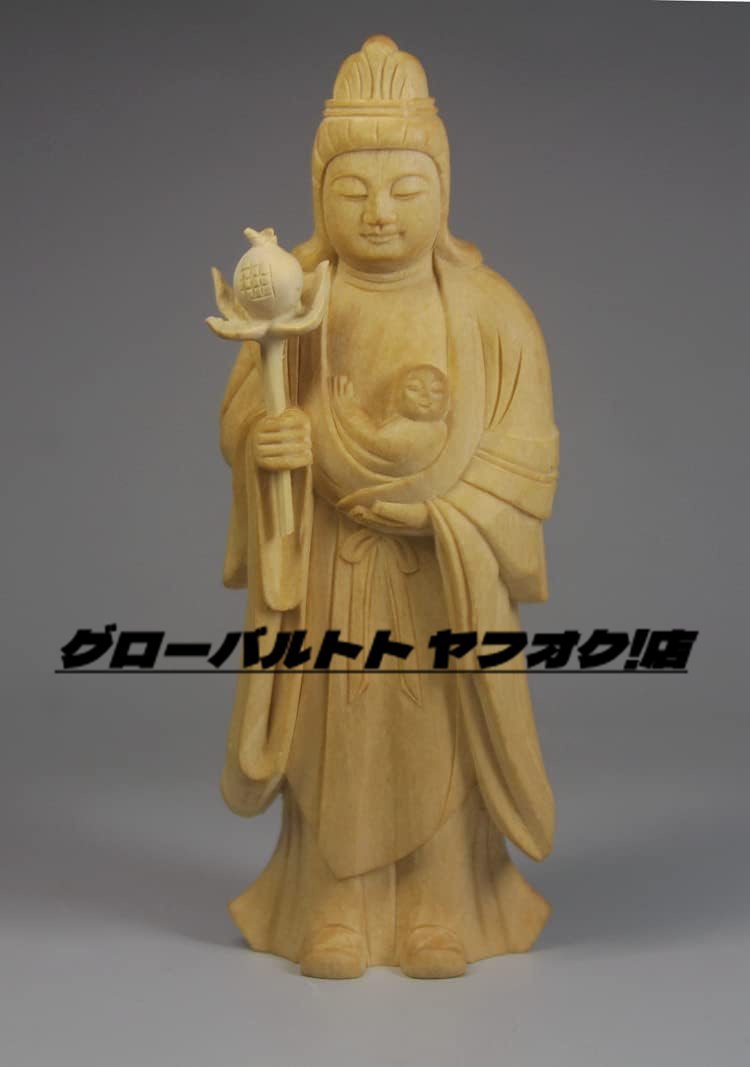 仏像 鬼子母神 木製 彫刻仏像・木彫り仏像・手彫り仏像祈る 厄除け(高さ12.5cm)_画像1