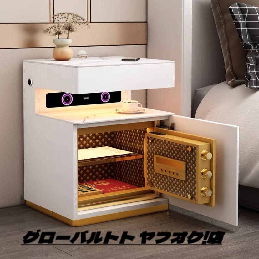  very popular * bedside table safe unification Home Smart rechargeable lock board simple modern bed room side cabinet .. storage box gold 