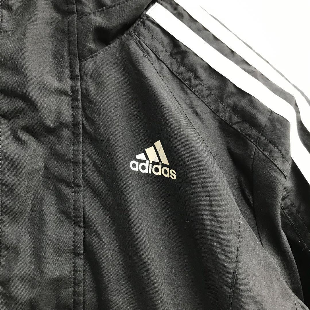 adidas ブルゾンジャケット ロゴライン 黒 キッズ140 h6_画像5