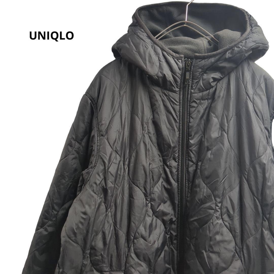 UNIQLO стеганое полотно нейлон жакет обратная сторона ворсистый чёрный осень-зима женский XL a37
