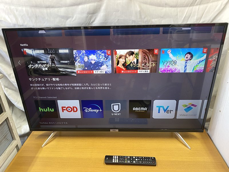 札幌限定■美品 TCL 43V型 液晶 4Kテレビ ４Kチューナー搭載　43P618（2022年製）スマートテレビ (Android TV)_画像1