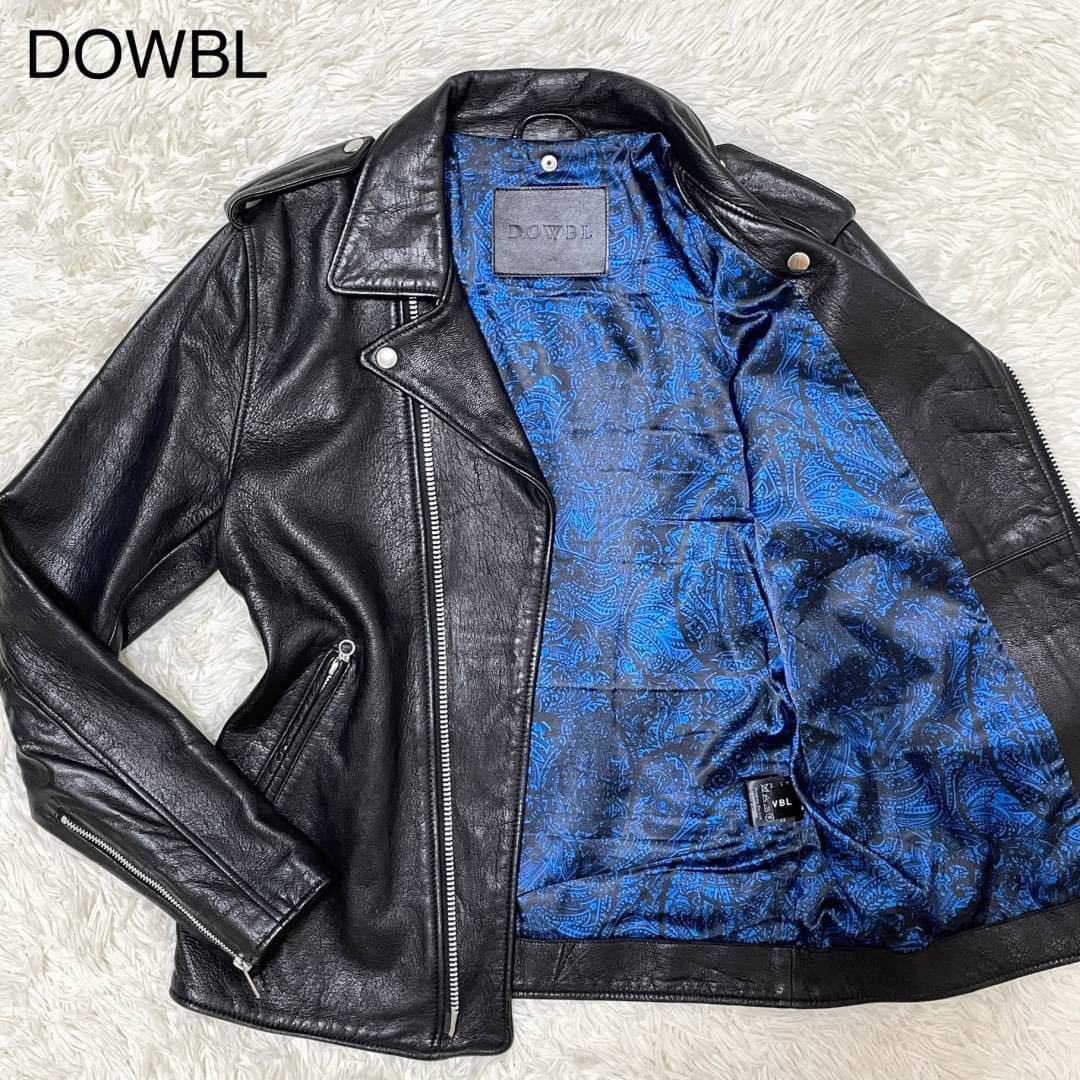 DOWBL【希少裏地 ペイズリー柄 美品】ダブルライダースジャケット