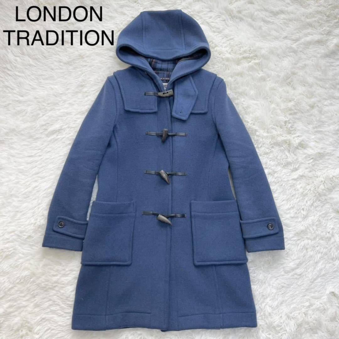 LONDON TRADITION【英国製 美品】ロンドントラディション ダッフルコート 青 34 XS位 イングランド製 ロングコート ロング丈_画像1