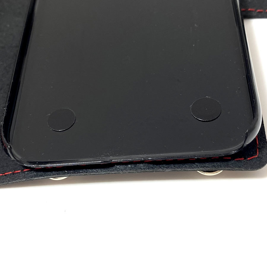 手帳型ケース iPhone 14 用 ハードカバー レザー スマホ スマホケース スマホショルダー 携帯 革 本革 ブラック レッド_画像6