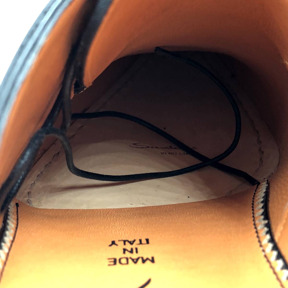 即決 未使用 SANTONI サントーニ 27cm 9 16053 メンズ レザーシューズ プレーントゥ 黒 ブラック 箱 保存袋付 革靴 皮靴  ビジネスシューズ