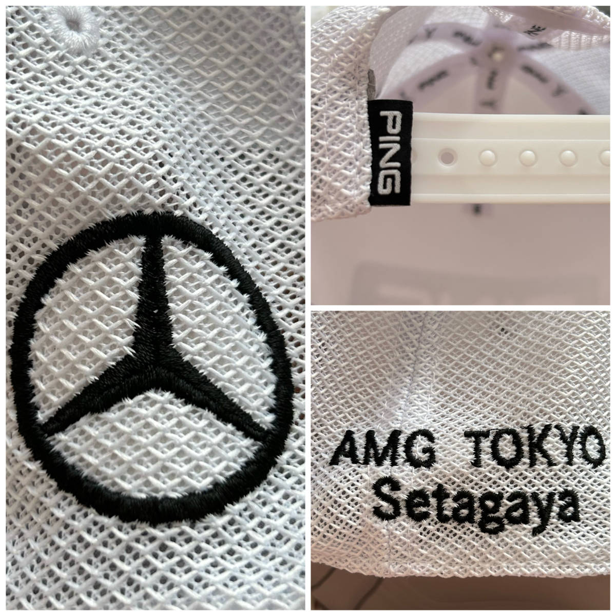 ★新品 PING ピン AMG TOKYO Setagaya メルセデスベンツ ロゴ刺繍 メッシュ キャップ 帽子 白 ホワイト 57-59_画像5