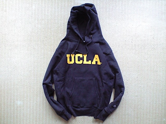 即決 XLサイズ USA製 赤タグ 肉厚 12.5oz UCLA 別注 Champion REVERSE WEAVE プルオーバー パーカー ダークネイビー_画像1