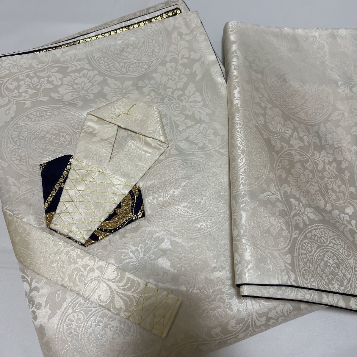 未使用品【金襴七条袈裟】【衲衣】鳳凰柄緞子冬用修多羅正絹法要葬儀