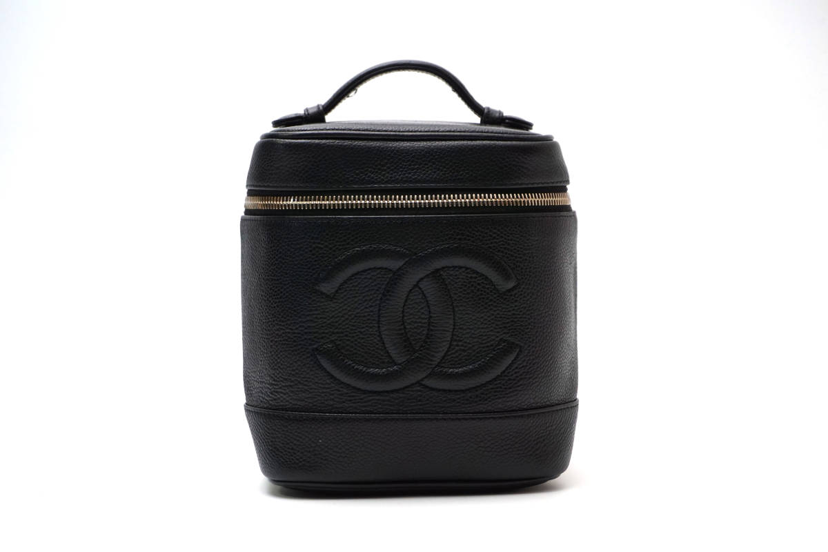 1円 美品 CHANEL シャネル キャビアスキン バニティ 化粧 ポーチ