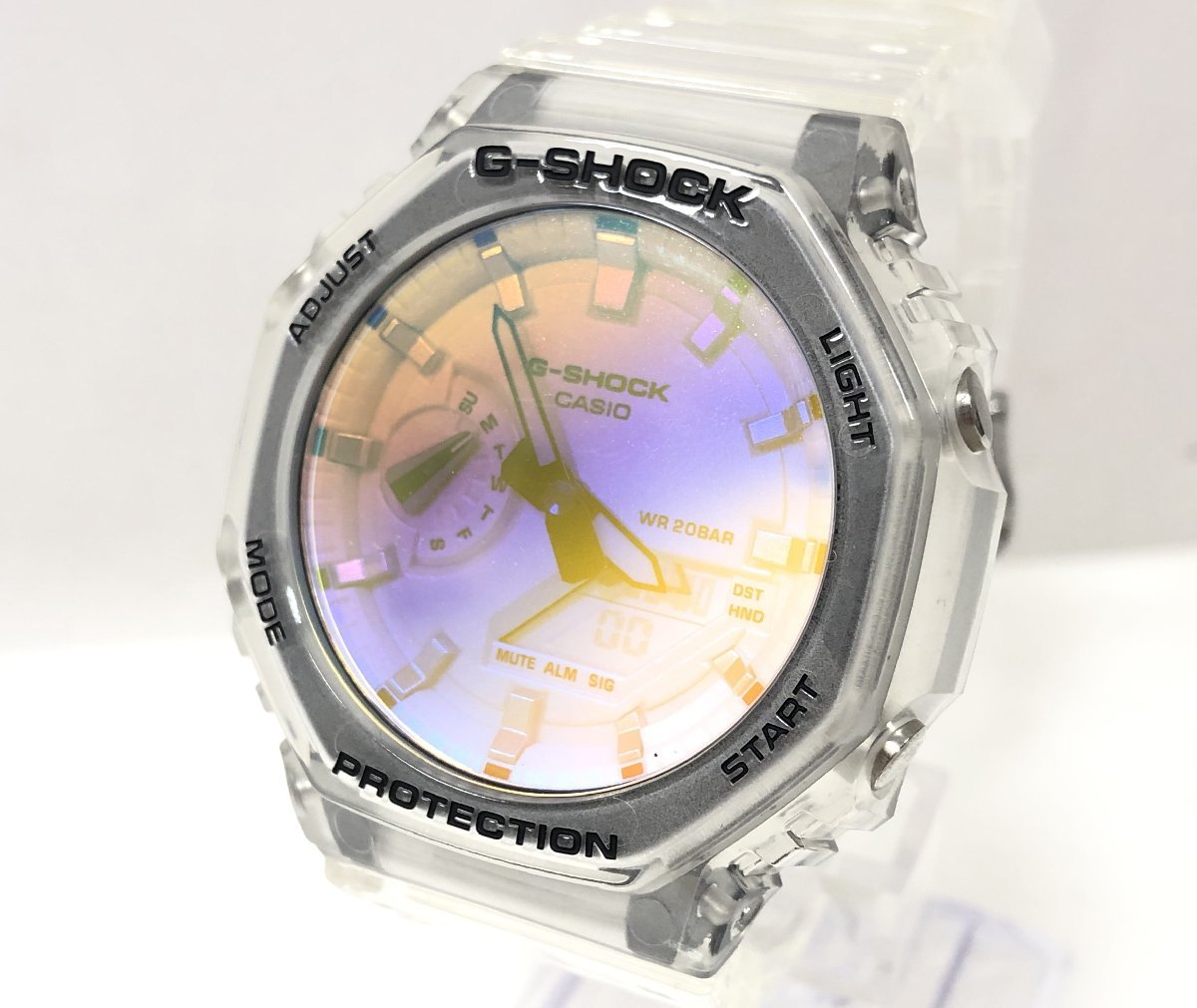 ★カシオ G-SHOCK Gショック GA-2100SRS クリア オーロラ レインボー クオーツ 腕時計 稼働品 中古★002879