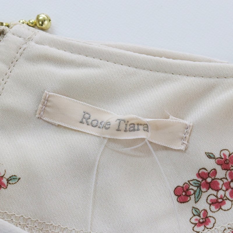 大きいサイズ ローズティアラ Rose Tiara パリプリントワンピース 46/ライトベージュ タック リボン 半袖【2400013540469】_画像10