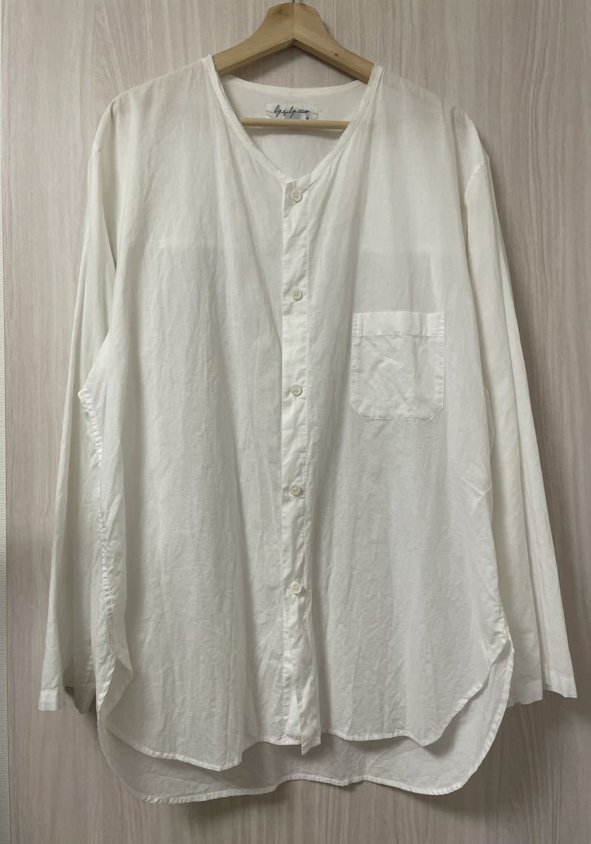 ヨウジヤマモト オム ノーカラーシャツ ホワイト 3 yohji yamamoto homme collarless shirt black