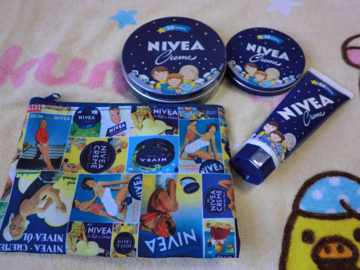 191 花王 ポーチつき ちびまる子ちゃん NIVEA ニベア 缶 ニベアクリーム 大169g 小56ｇ チューブ50ｇ スキンケアクリーム ハンドクリーム_画像1