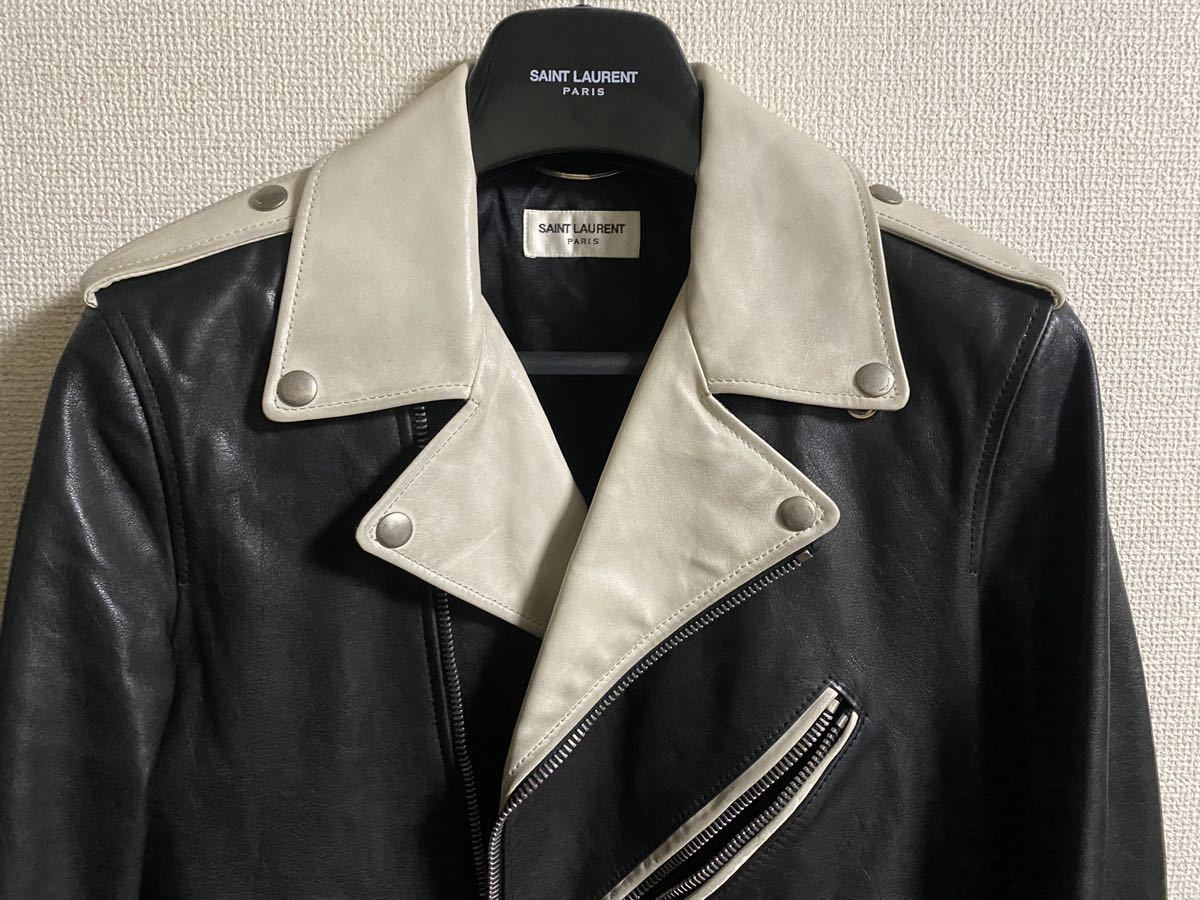 サンローランパリ 14ss レザーダブルライダースジャケット 48 サンローランパリ 14ss レザーダブルライダースジャケット 48