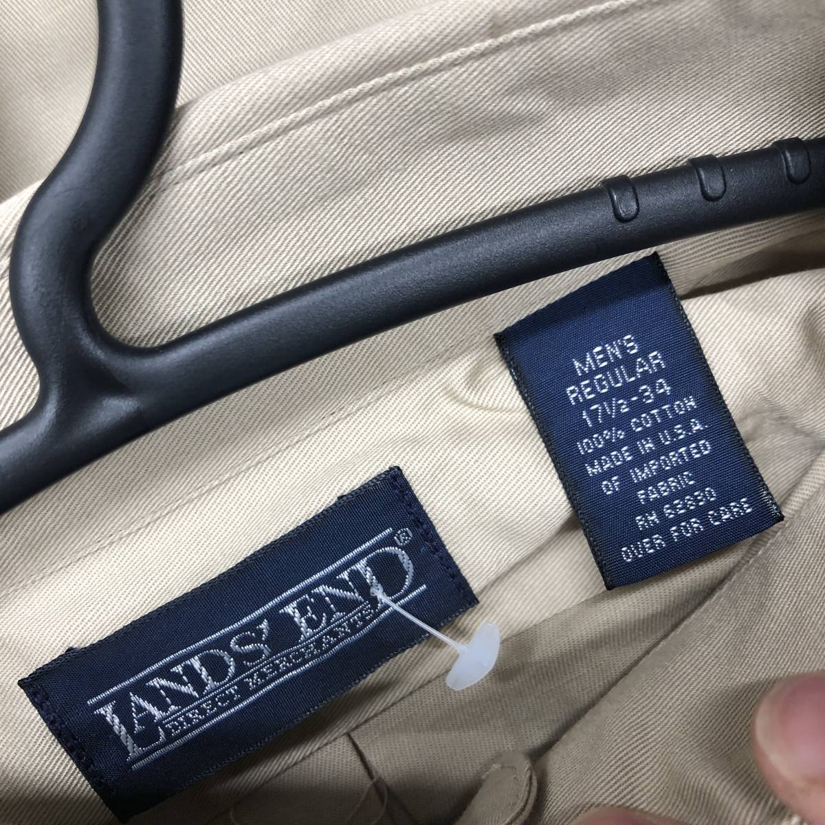 デッドストック 90s USA製 LANDS' END(ランズエンド) コットン 長袖ボタンダウンシャツ MENS REGULAR 17 1/2-34サイズ