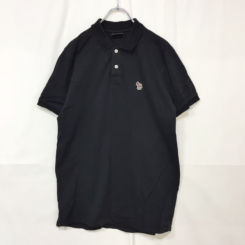 ◆お洒落な逸品◆大きいサイズ◆Paul Smith/ポールスミス 半袖 ポロシャツ ブラック XL メンズ コットン100％ B2 ｃ5129 _画像1