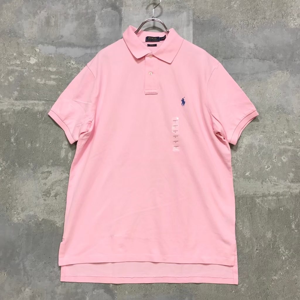 * новый товар * модный замечательная вещь *POLO RALPH LAUREN/ Polo Ralph Lauren рубашка-поло короткий рукав хлопок 100% розовый L мужской C2 c6056