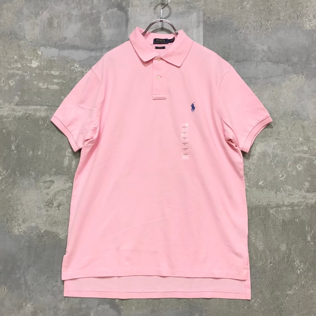 ◆新品◆お洒落な逸品◆POLO RALPH LAUREN/ポロ ラルフローレン ポロシャツ 半袖 コットン100% ピンク L メンズ C2 ｃ6056_画像1