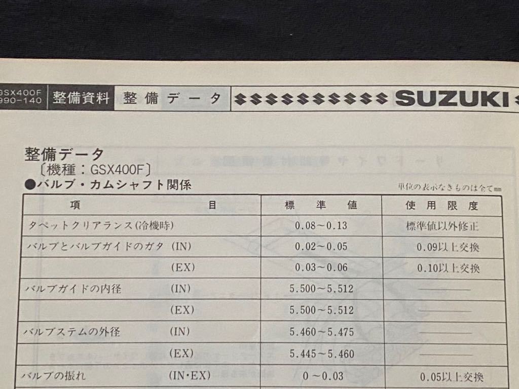 送料無料★SUZUKI GSX400F サービスガイド GS400XF GS40XF 空冷 4気筒 DOHC TSCC スズキ 純正 正規品 整備書 修理書 サービスマニュアル_画像9