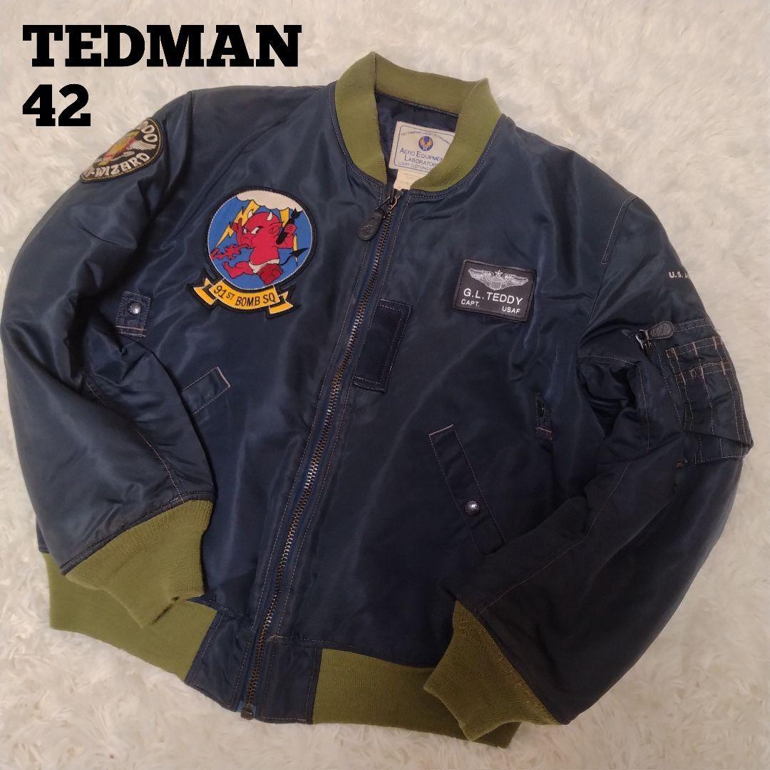 TEDMAN フライトジャケット 90s バックプリント 42 ネイビー
