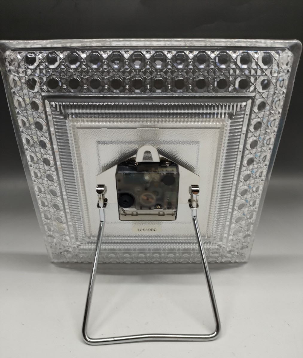 保谷クリスタル ガラスフレーム クォーツ 水晶電子時計 置き時計 Rofty レトロの画像4