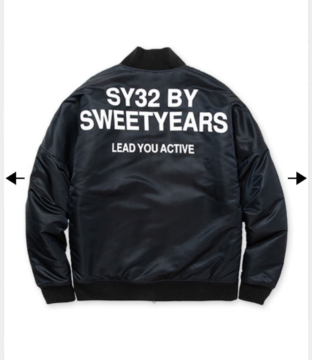 美品 SY32 by SWEET YEARS/11501/DOLMAN SLEEVE MA-1 ドルマンスリーブ ブルゾン 大きいサイズ XXL ブラック 黒 ボンバージャケット