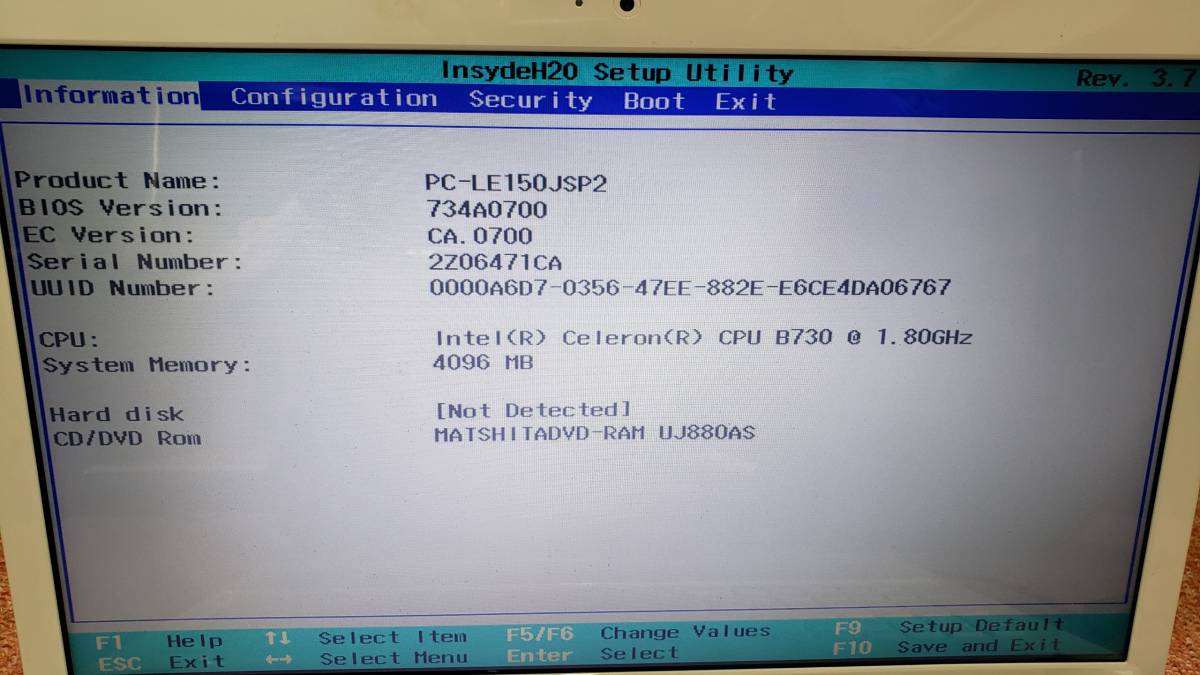 NEC LE150/J ノートPC Cel B730_画像2