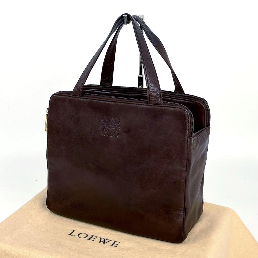 美品 LOEWE ロエベ ハンドバッグ アナグラム ロゴ型押し 腕掛け
